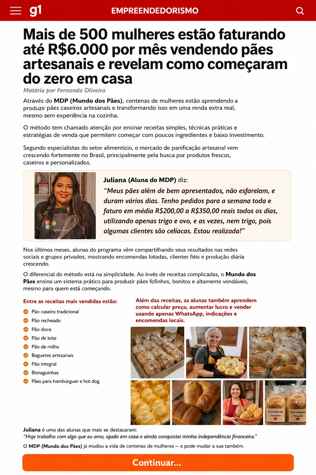 Matéria sobre o método Mundo dos Pães